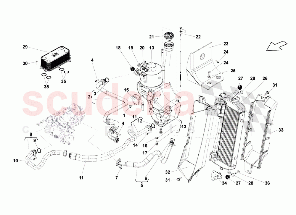 OIL SYSTEM RADIATOR of Lamborghini Lamborghini Gallardo LP550 Spyder