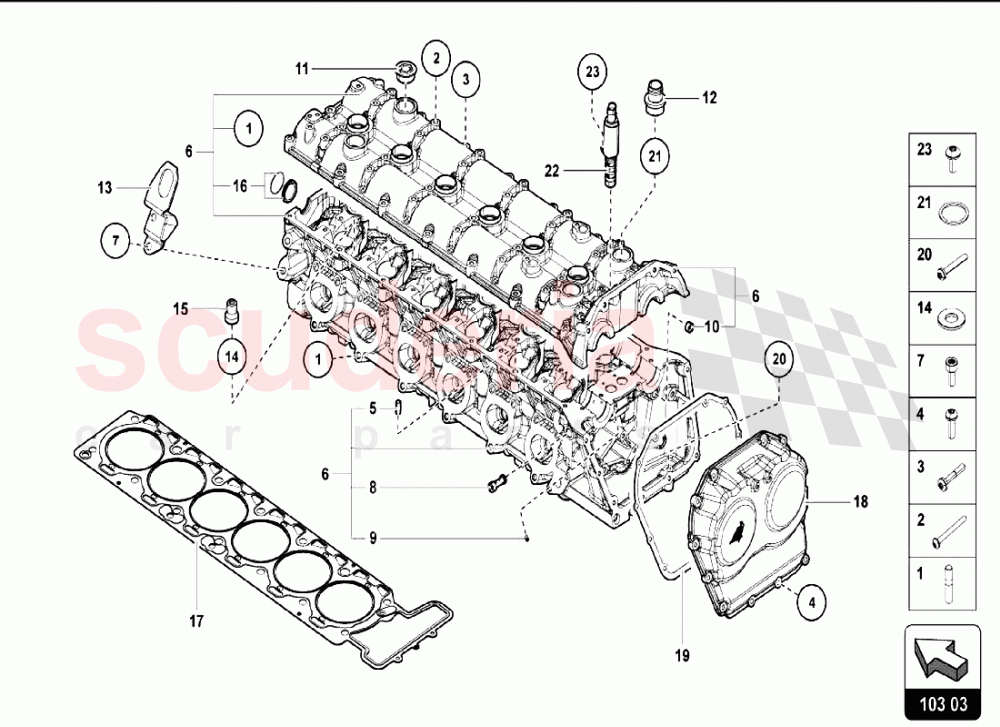 LEFT CYLINDER HEAD AND COVER of Lamborghini Lamborghini Aventador LP750 SV Coupe