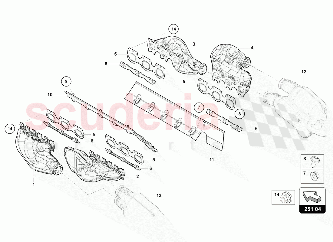 EXHAUST SYSTEM of Lamborghini Lamborghini Aventador LP770 SVJ Coupe