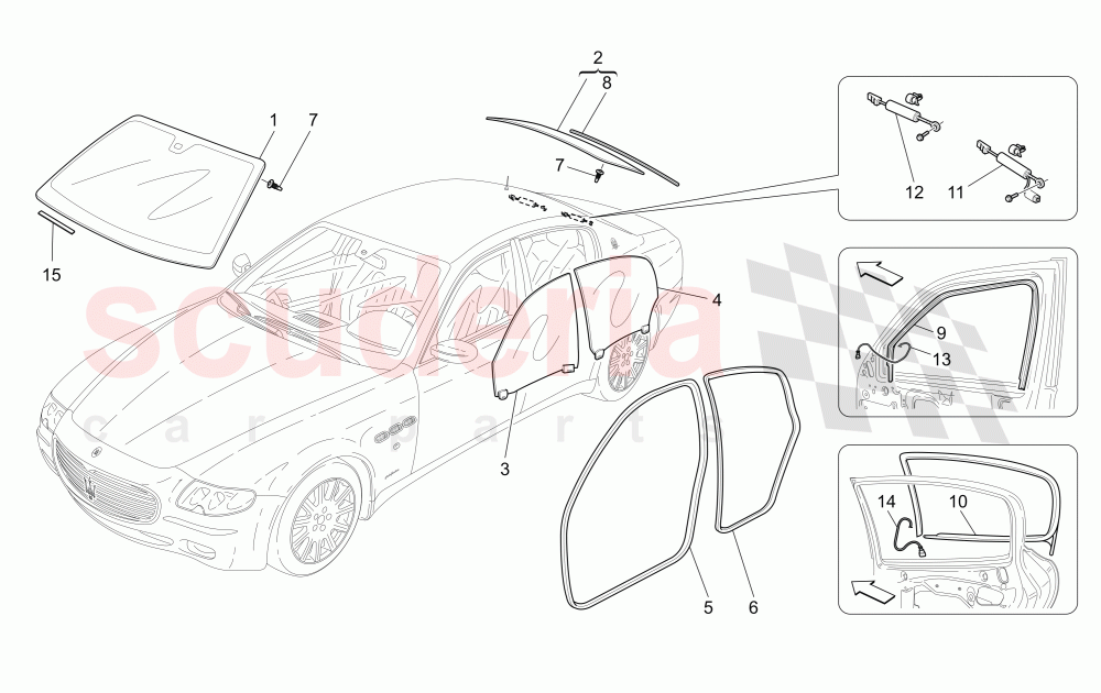 WINDOWS AND WINDOW STRIPS of Maserati Maserati Quattroporte (2008-2012) 4.2