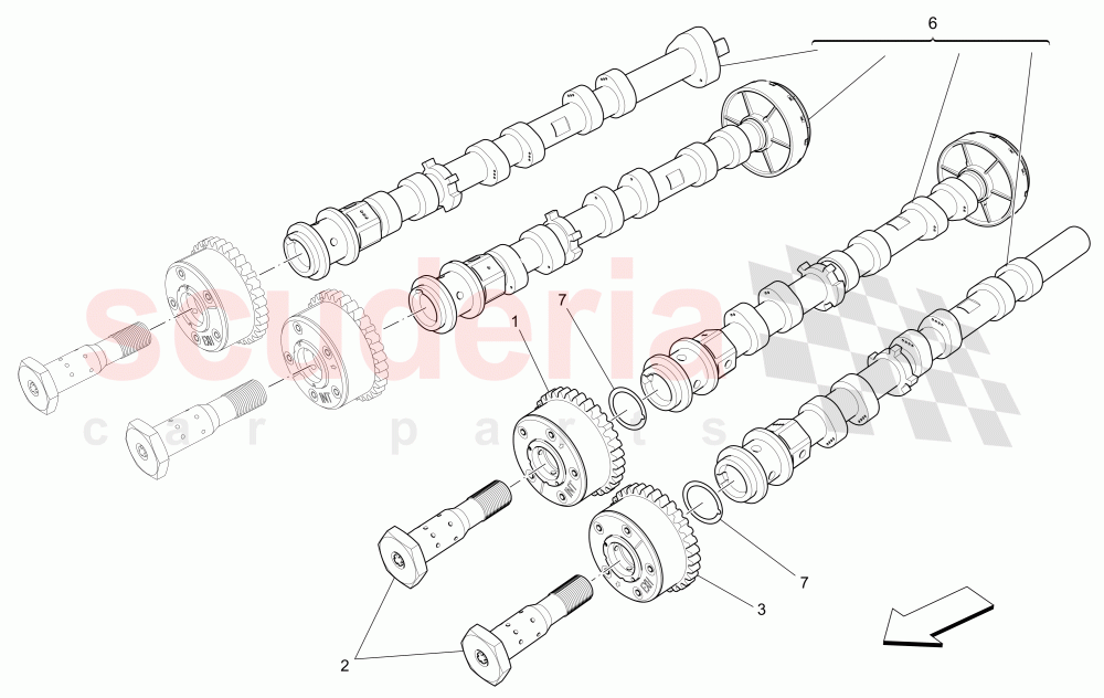 LH CYLINDER HEAD CAMSHAFTS of Maserati Maserati Quattroporte (2013-2016) S Q4