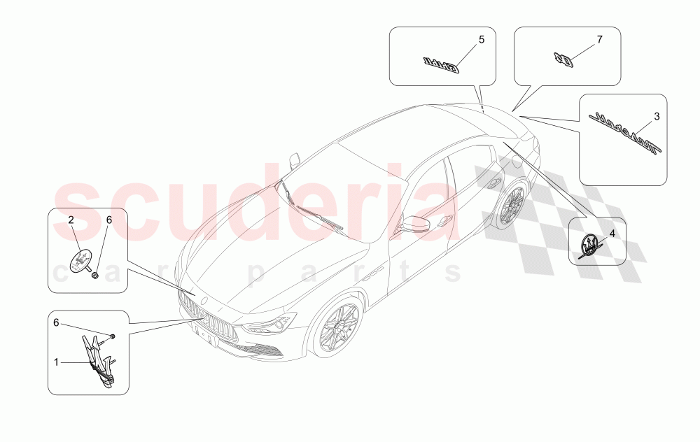 TRIMS, BRANDS AND SYMBOLS of Maserati Maserati Ghibli (2014-2016) S Q4