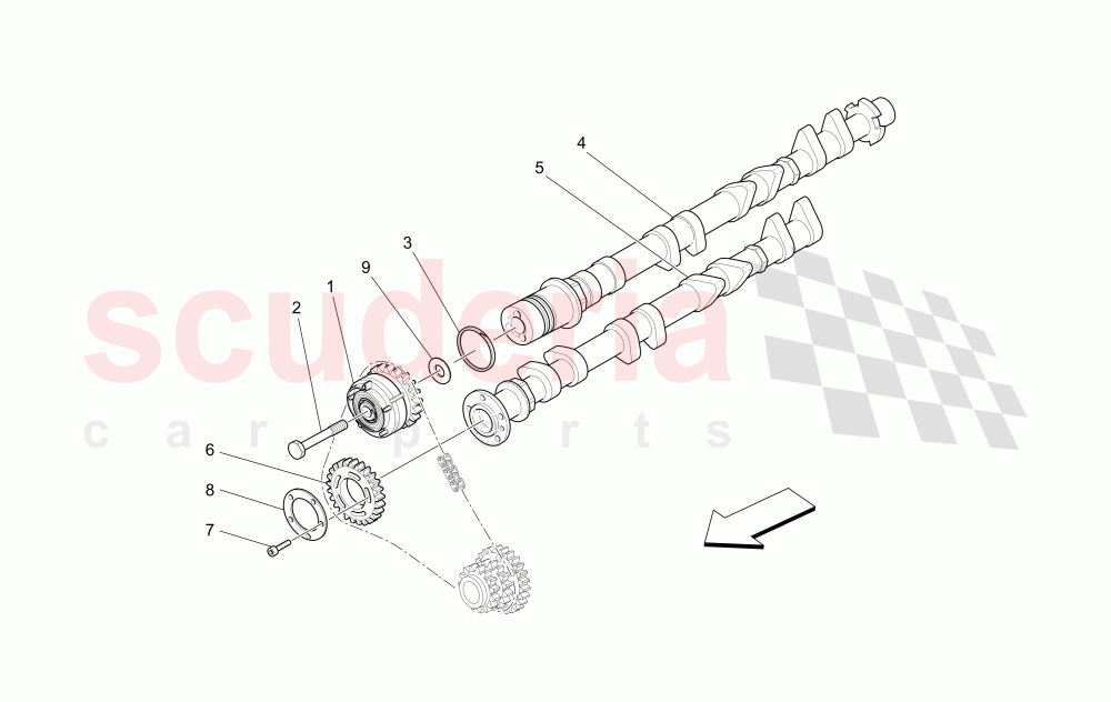 RH CYLINDER HEAD CAMSHAFTS of Maserati Maserati GranCabrio (2016+) MC Centennial