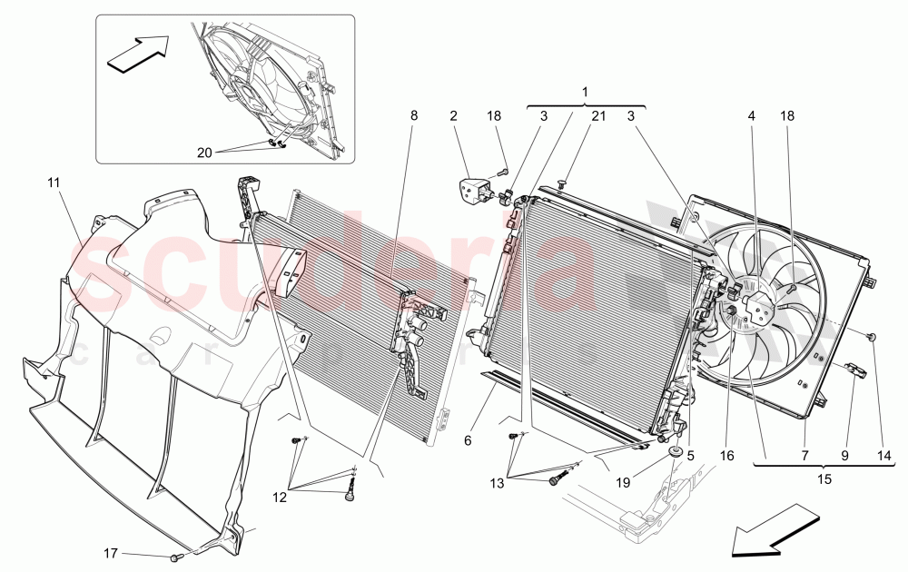 COOLING: AIR RADIATORS AND DUCTS of Maserati Maserati Ghibli (2017+) S Q4