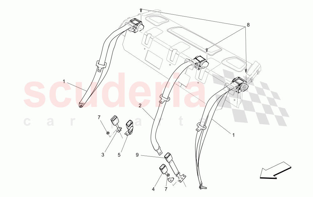 REAR SEAT BELTS of Maserati Maserati Ghibli (2017+) S Q4