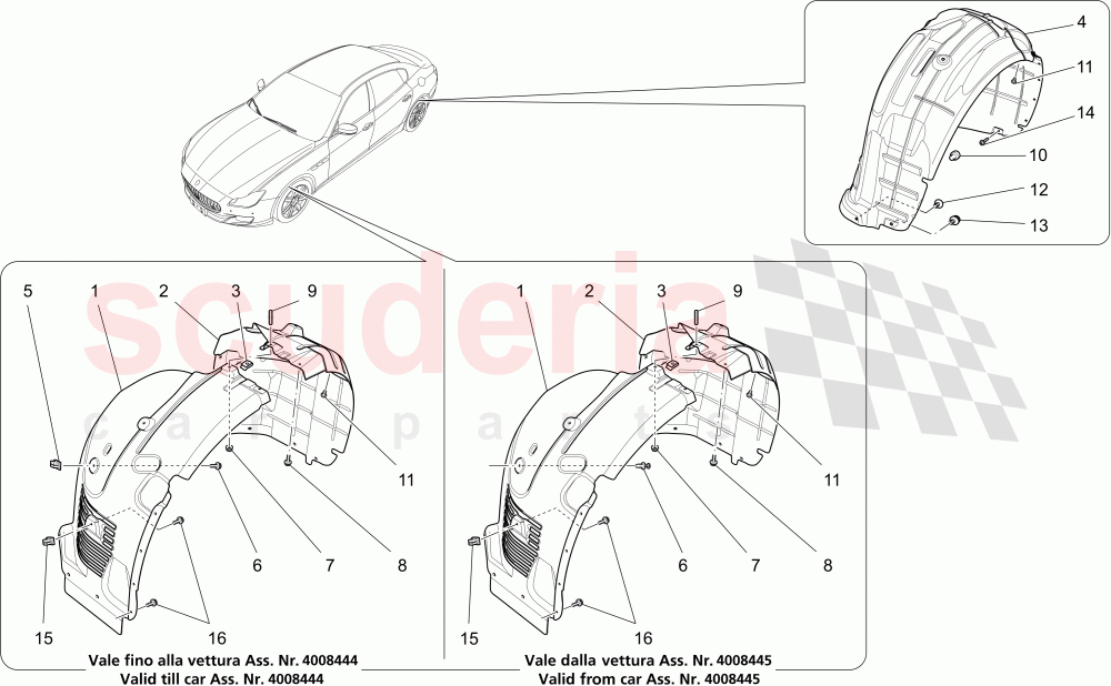 WHEELHOUSE AND LIDS of Maserati Maserati Quattroporte (2013-2016) S V6 410bhp