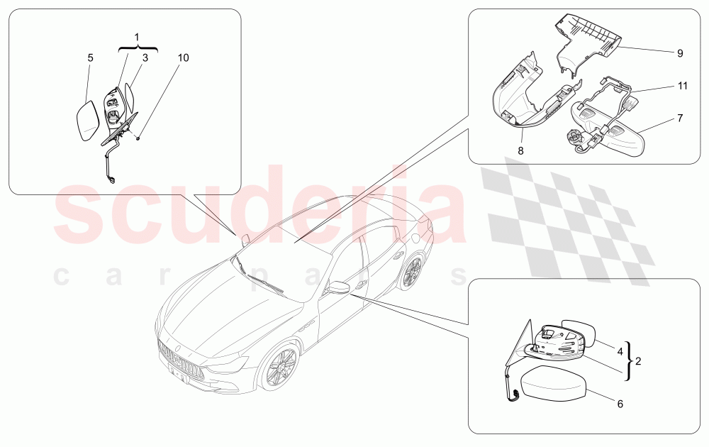 INTERNAL AND EXTERNAL REAR-VIEW MIRRORS of Maserati Maserati Ghibli (2017+) S