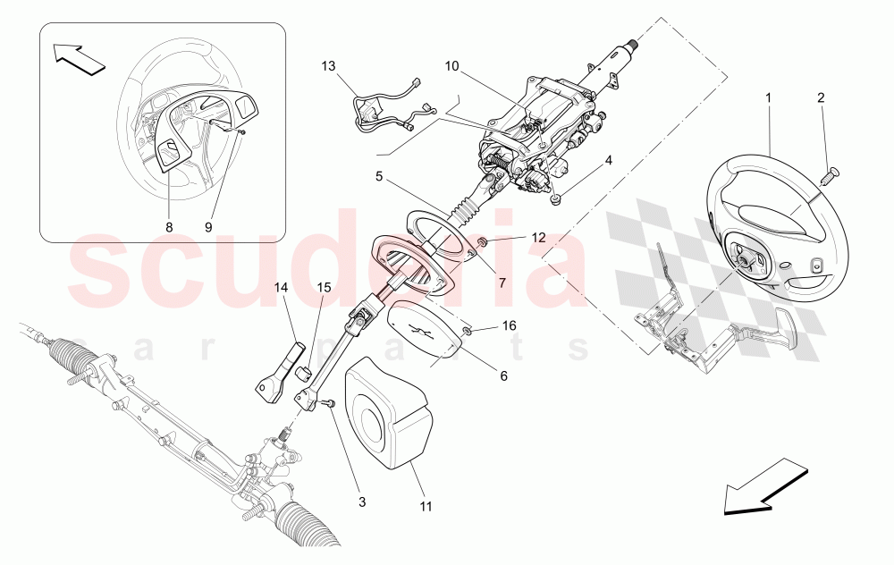 STEERING COLUMN AND STEERING WHEEL UNIT of Maserati Maserati Ghibli (2017+) Diesel