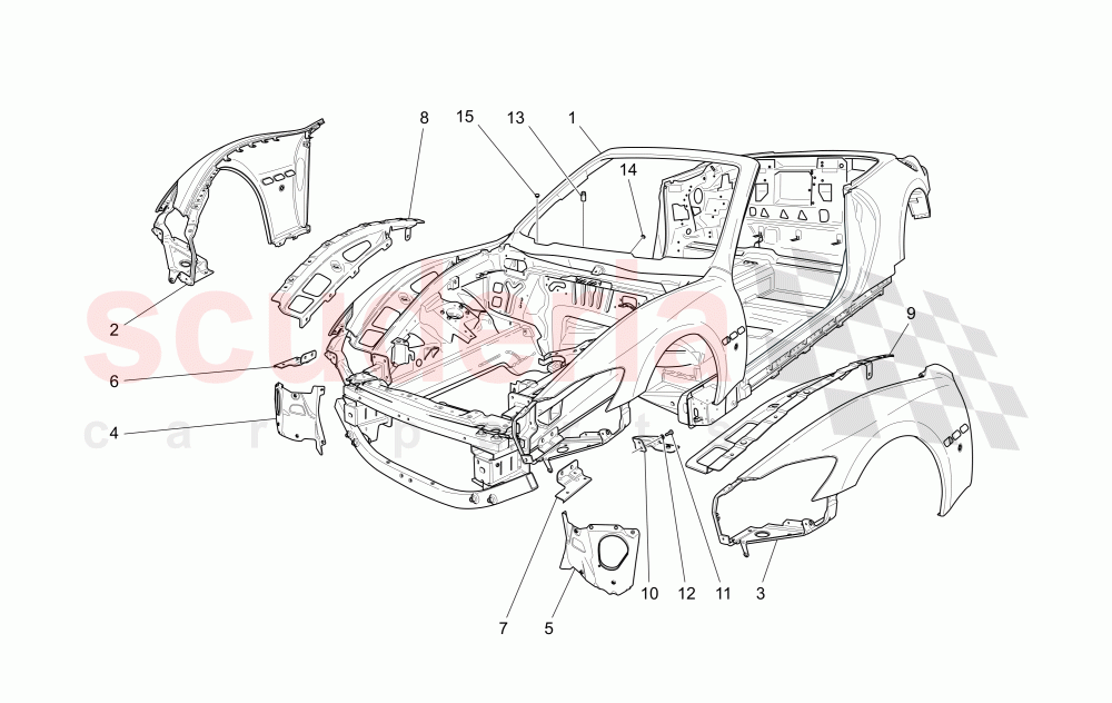 BODYWORK AND FRONT OUTER TRIM PANELS of Maserati Maserati GranCabrio (2013-2015) MC