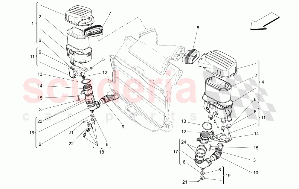 AIR FILTER, AIR INTAKE AND DUCTS of Maserati Maserati Ghibli (2017+) S