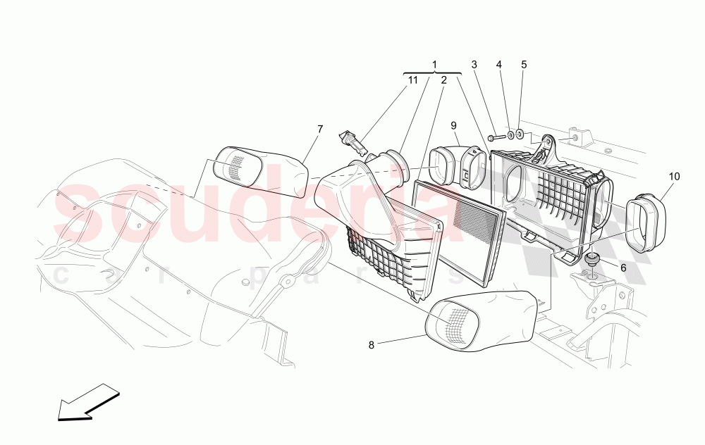 AIR FILTER, AIR INTAKE AND DUCTS of Maserati Maserati GranCabrio (2016+) MC Centennial