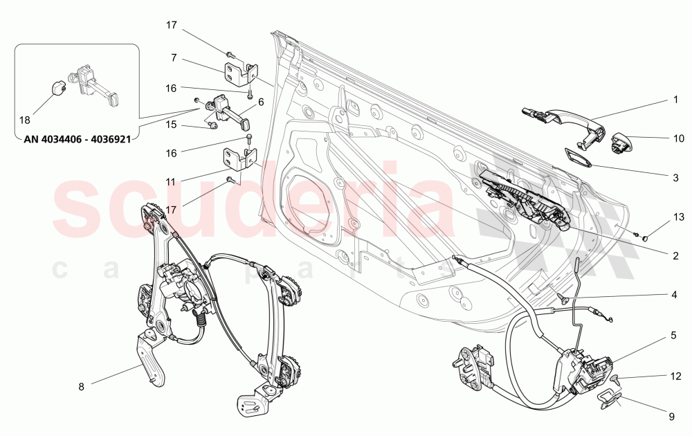 REAR DOORS: MECHANISMS (Available with: CENTRALIZED ELECTRICAL LOCKING) of Maserati Maserati Quattroporte (2017+) S V6 410bhp