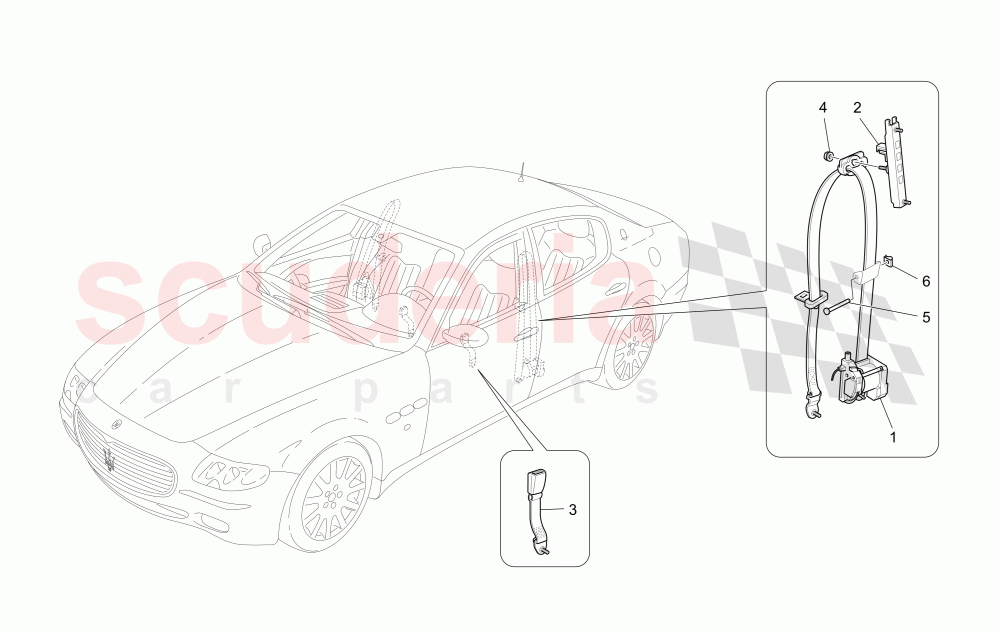 FRONT SEATBELTS of Maserati Maserati Quattroporte (2003-2007) DuoSelect
