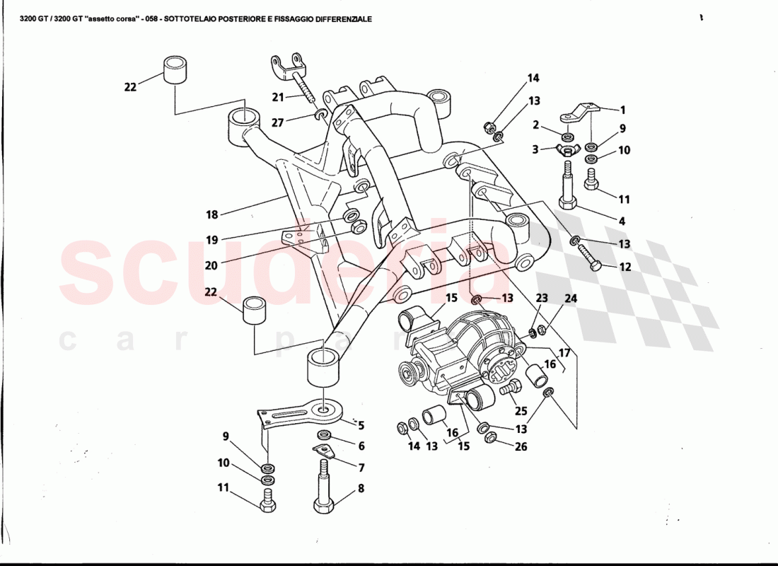 REAR UNDER-CHASSIS AND DIFFERENTIAL FASTENING of Maserati Maserati 3200 GT / Assetto Corsa