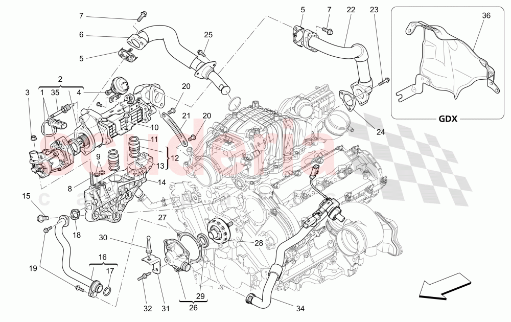 OIL VAPOUR RECIRCULATION SYSTEM (Available with: EURO 6Not available with: EURO 5) of Maserati Maserati Ghibli (2014-2016) Diesel