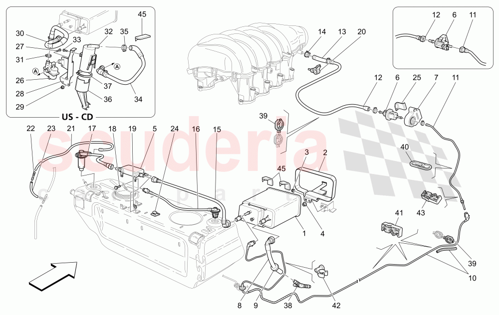 FUEL VAPOUR RECIRCULATION SYSTEM of Maserati Maserati GranTurismo (2008-2010) S