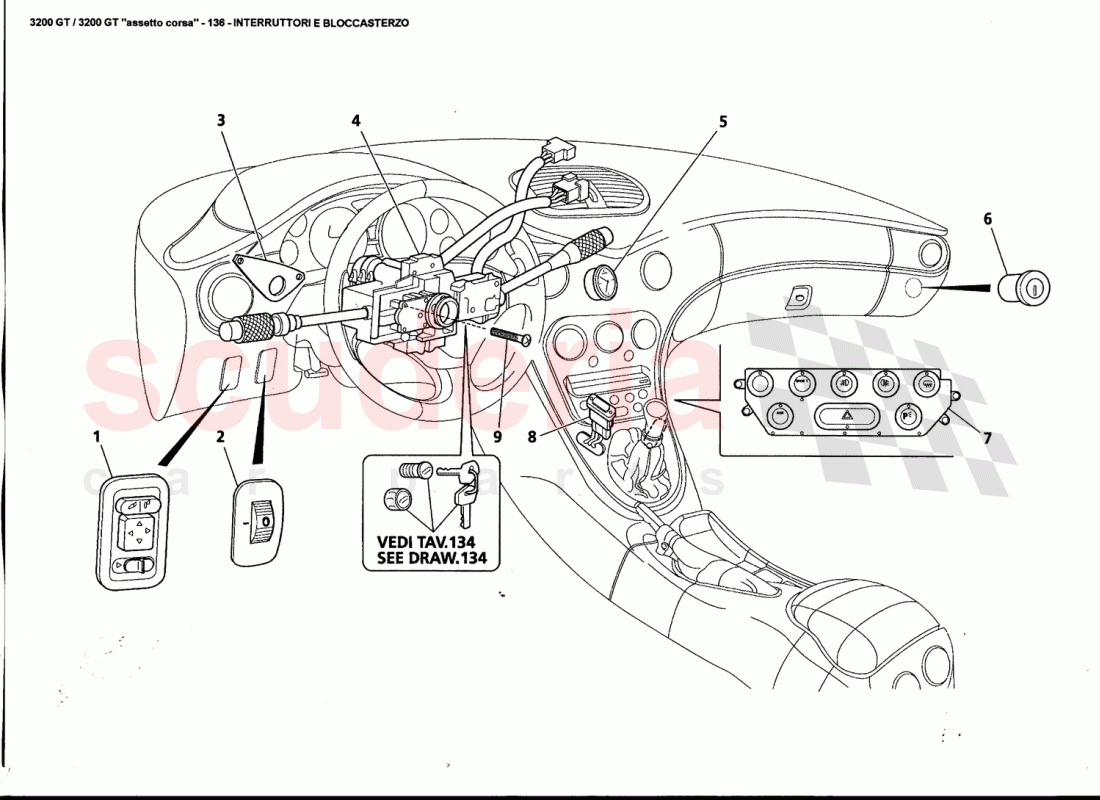 SWITCHES AND STEERING LOCK of Maserati Maserati 3200 GT / Assetto Corsa