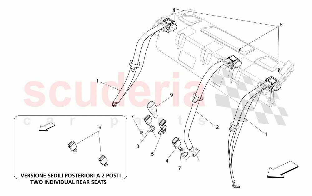 REAR SEAT BELTS of Maserati Maserati Quattroporte (2013-2016) S V6 410bhp