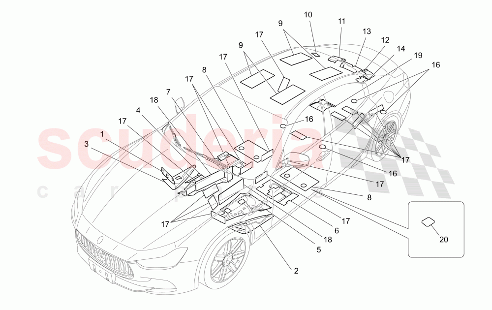 SOUND-PROOFING PANELS INSIDE THE VEHICLE of Maserati Maserati Ghibli (2017+) S Q4