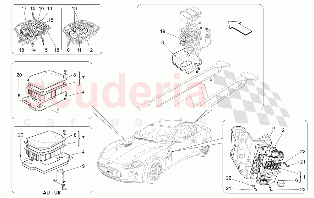 RELAYS, FUSES AND BOXES of Maserati Maserati GranTurismo (2017+) Special Edition CC