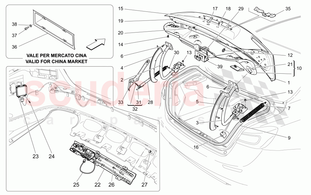 REAR LID (Available with: POWER LIFTGATE WITH KICK SENSOR) of Maserati Maserati Ghibli (2017+) S Q4