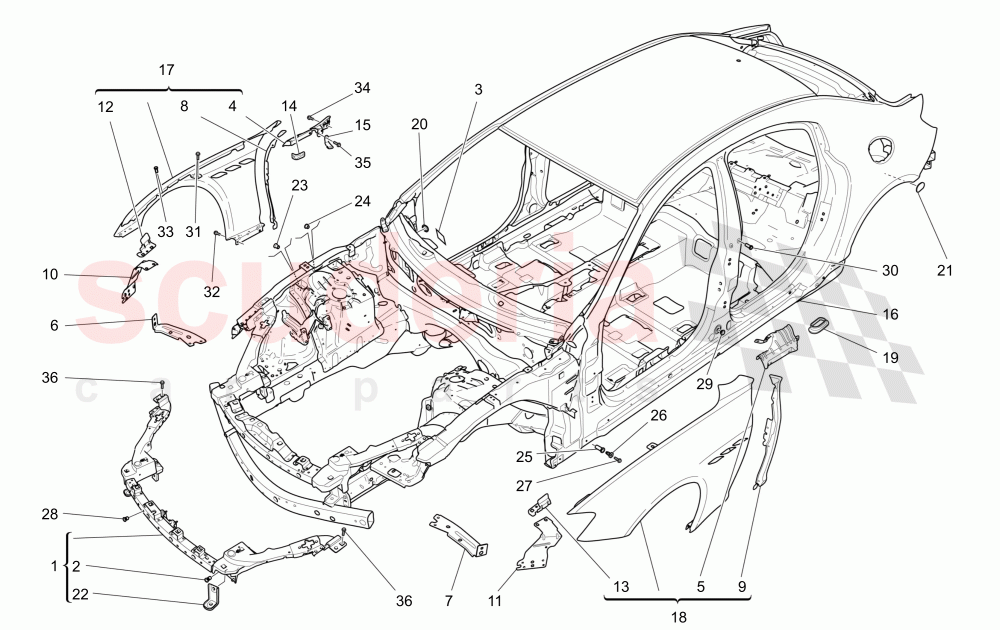 BODYWORK AND FRONT OUTER TRIM PANELS of Maserati Maserati Ghibli (2017+) S