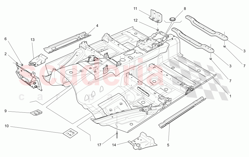 CENTRAL STRUCTURAL FRAMES AND SHEET PANELS of Maserati Maserati Ghibli (2014-2016)