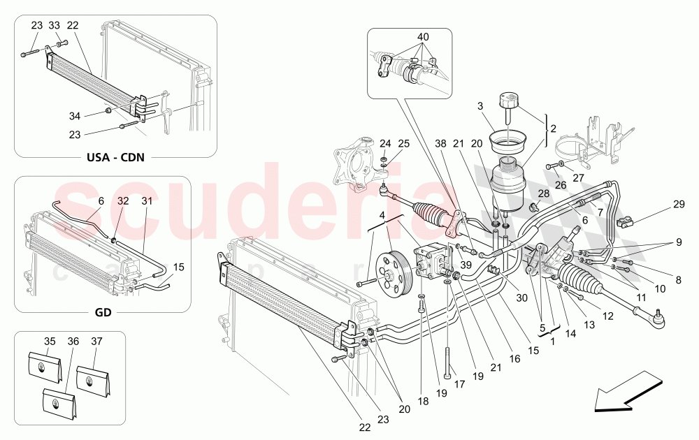 STEERING RACK AND HYDRAULIC STEERING PUMP of Maserati Maserati GranSport Spyder (2005-2007)