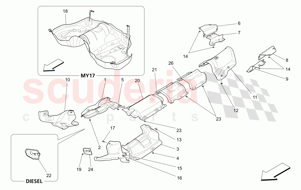 THERMAL INSULATING PANELS (Available with: EURO 6Not available with: EURO 5) of Maserati Maserati Quattroporte (2013-2016) V6 330bhp