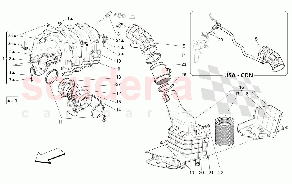 INTAKE MANIFOLD AND THROTTLE BODY of Maserati Maserati 4200 Coupe (2005-2007) GT