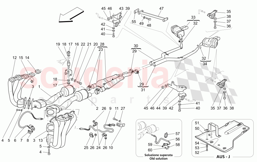 EXHAUST SYSTEM of Maserati Maserati 4200 Coupe (2002-2004) GT