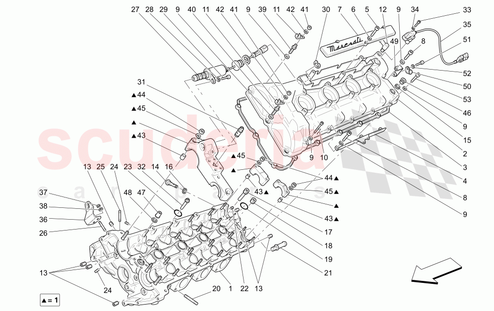 LH CYLINDER HEAD of Maserati Maserati 4200 Coupe (2002-2004) CC