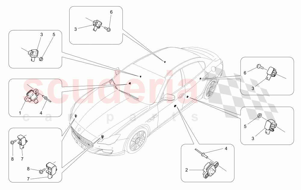 CRASH SENSORS of Maserati Maserati Quattroporte (2013-2016) V6 330bhp