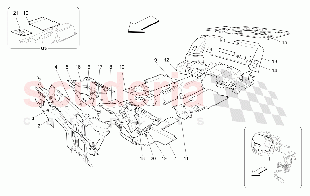 SOUND-PROOFING PANELS INSIDE THE VEHICLE of Maserati Maserati Quattroporte (2008-2012) 4.2
