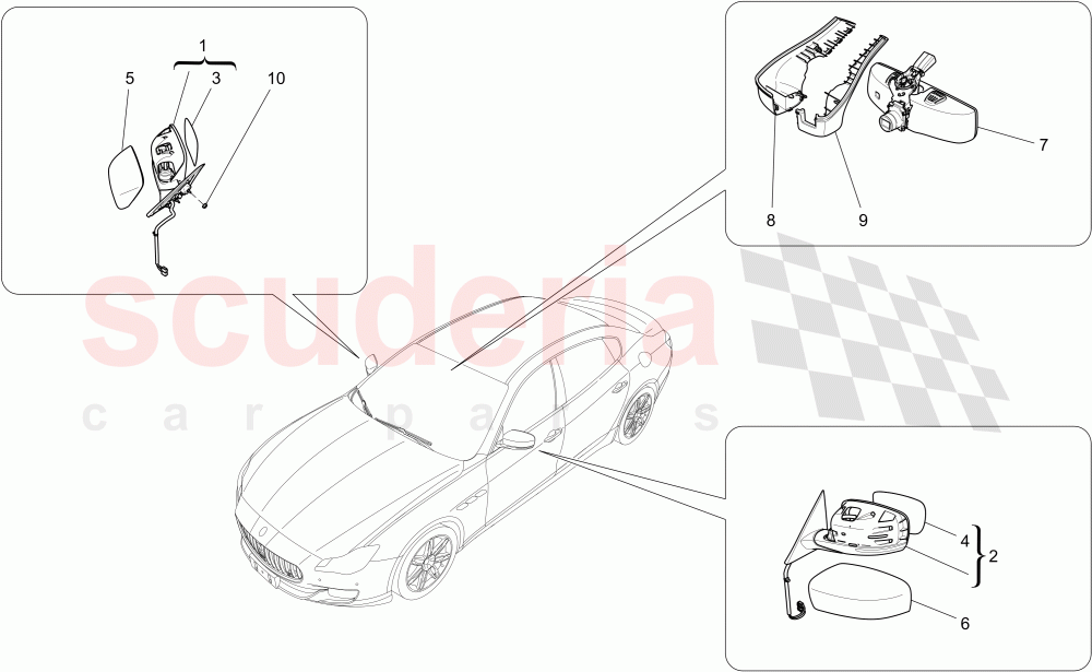 INTERNAL AND EXTERNAL REAR-VIEW MIRRORS of Maserati Maserati Quattroporte (2013-2016) S Q4