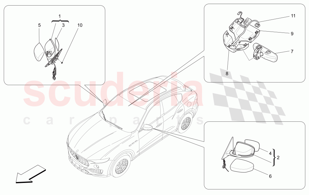 INTERNAL AND EXTERNAL REAR-VIEW MIRRORS of Maserati Maserati Levante (2017+) Diesel