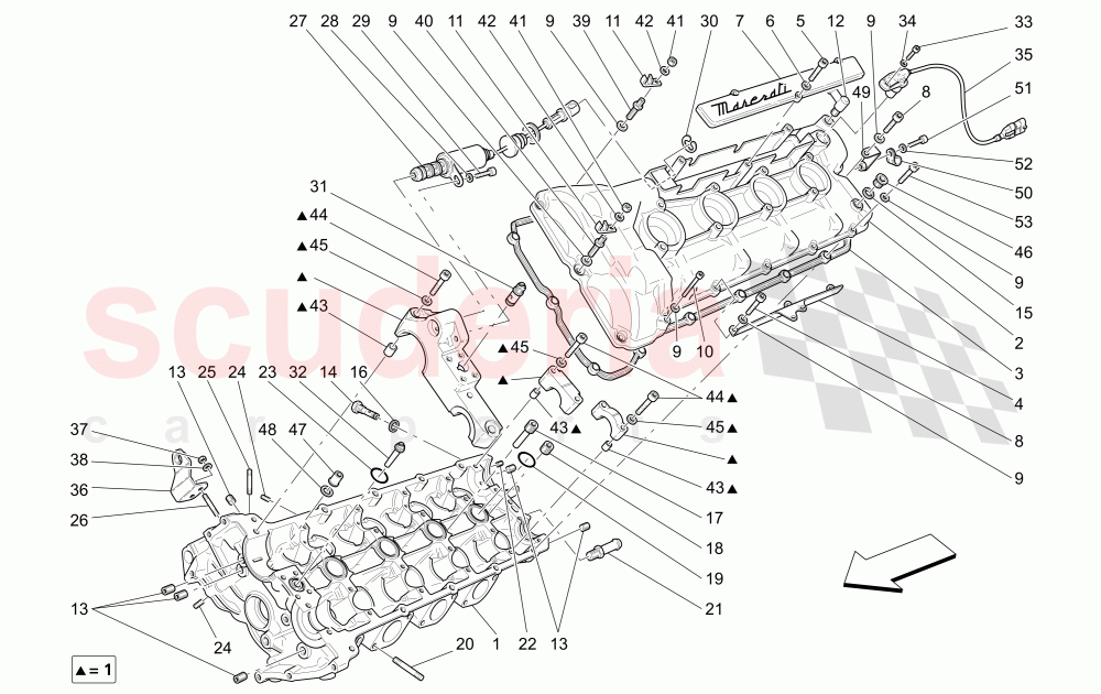 LH CYLINDER HEAD of Maserati Maserati 4200 Coupe (2005-2007) GT