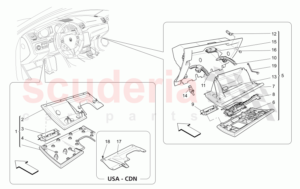 GLOVE COMPARTMENTS of Maserati Maserati GranCabrio (2016+) MC