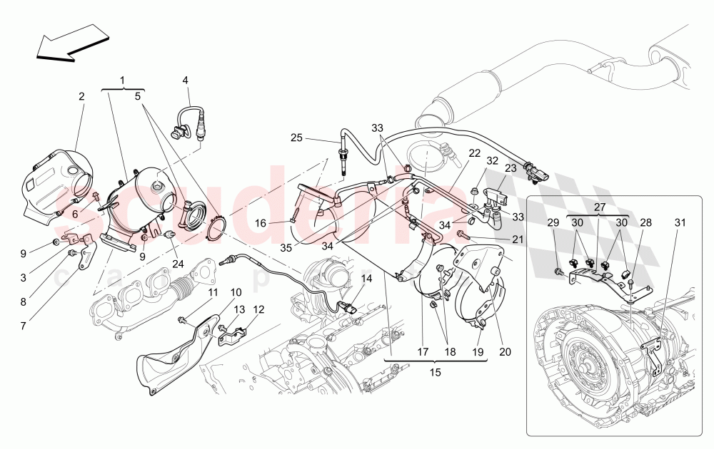 PRE-CATALYTIC CONVERTERS AND CATALYTIC CONVERTERS (Available with: EURO 6Not available with: EURO 5) of Maserati Maserati Ghibli (2017+) Diesel