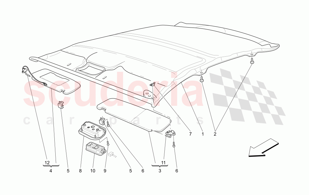 ROOF PANEL UPHOLSTERY AND ACCESSORIES of Maserati Maserati 4200 Coupe (2002-2004) GT