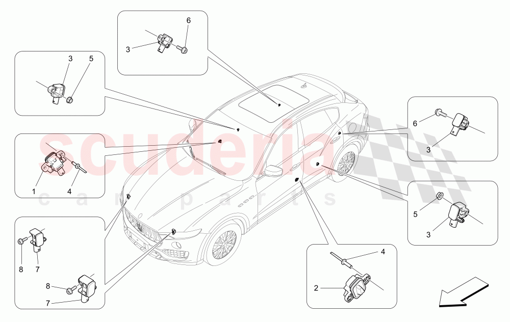 CRASH SENSORS of Maserati Maserati Levante (2017+) Diesel