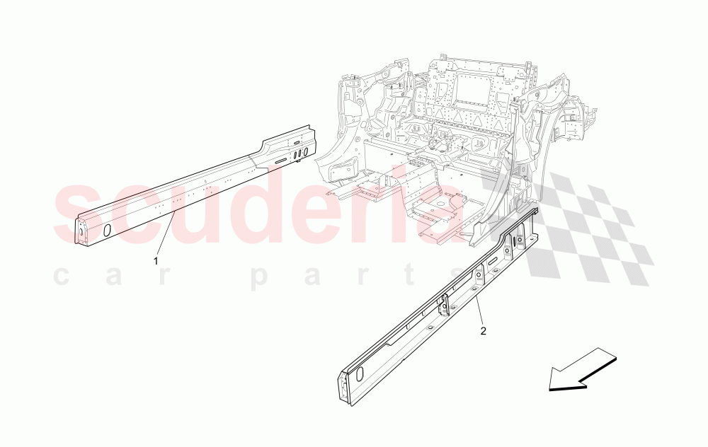 CENTRAL STRUCTURAL FRAMES AND SHEET PANELS of Maserati Maserati GranCabrio (2017+) Special Edition