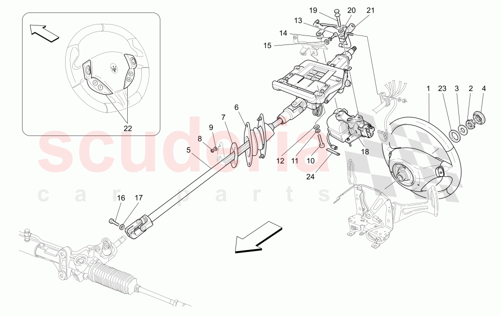 STEERING COLUMN AND STEERING WHEEL UNIT of Maserati Maserati GranTurismo (2017+) Sport Auto