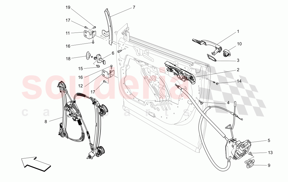 FRONT DOORS: MECHANISMS (Not available with: CENTRALIZED ELECTRICAL LOCKING) of Maserati Maserati Levante (2017+)