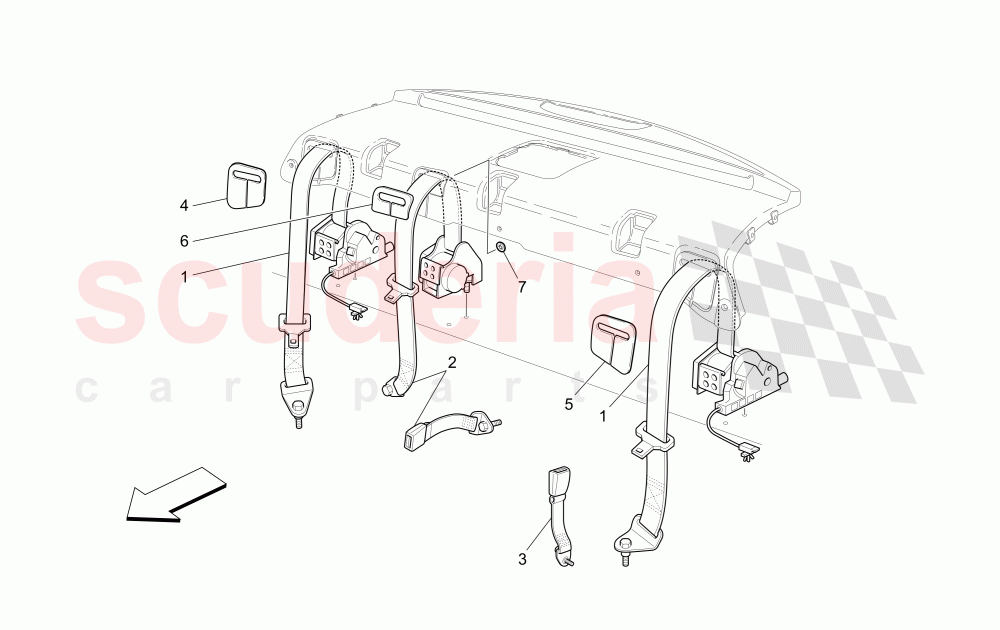 REAR SEAT BELTS of Maserati Maserati Quattroporte (2003-2007) DuoSelect