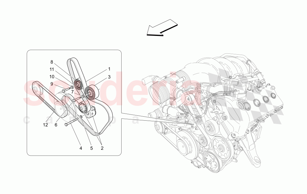 AUXILIARY DEVICE BELTS of Maserati Maserati GranCabrio (2010-2012)