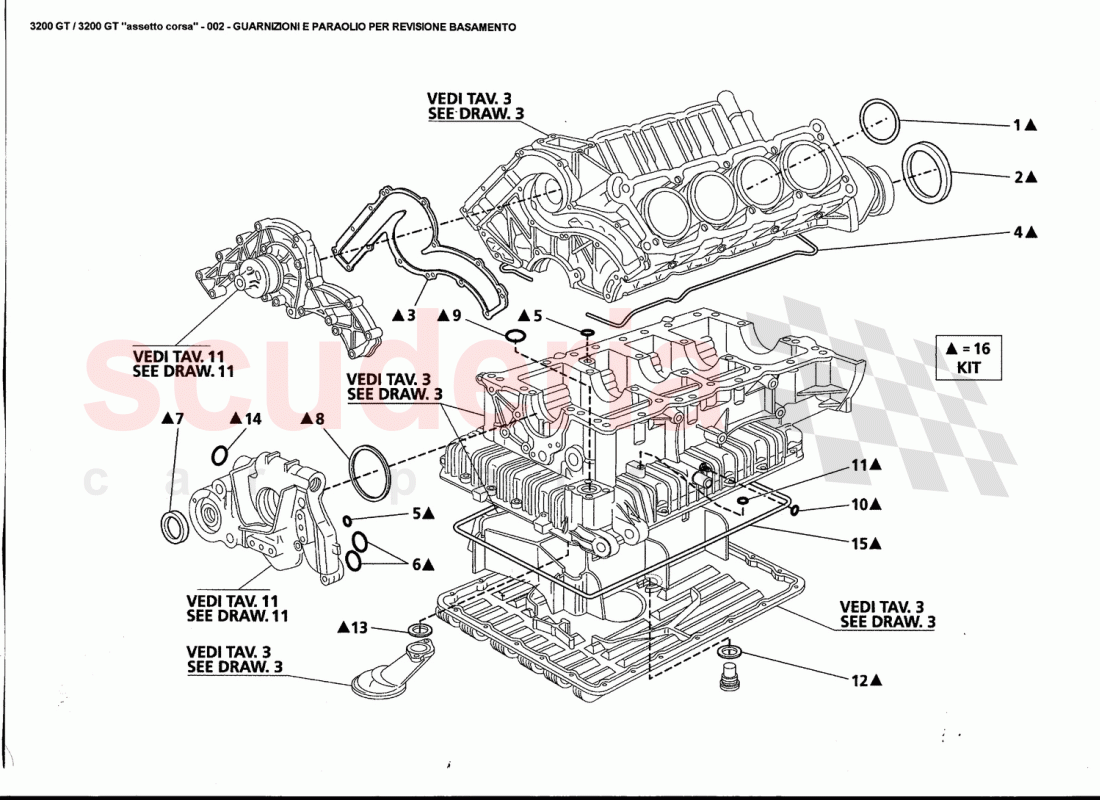 GASKET AND SEALS FOR BLOCK OVERHAUL of Maserati Maserati 3200 GT / Assetto Corsa