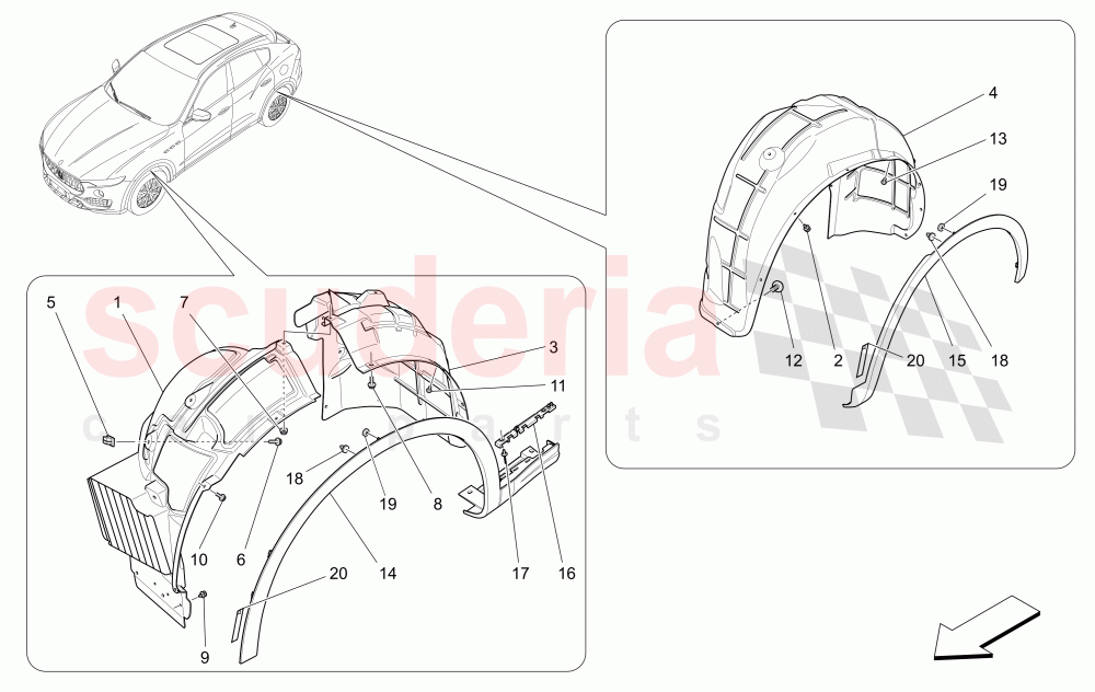 WHEELHOUSE AND LIDS of Maserati Maserati Levante (2017+) Diesel