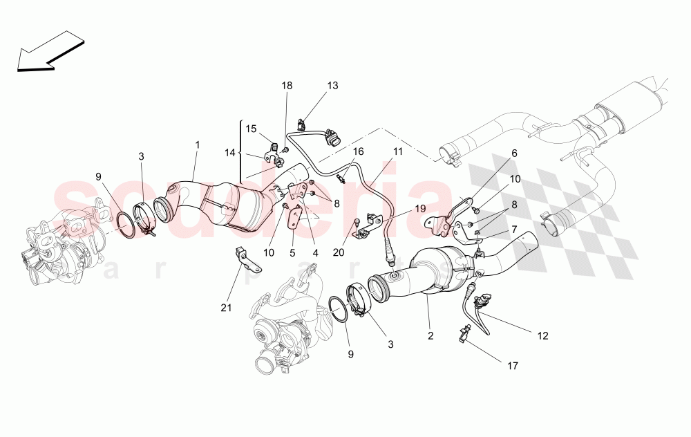 PRE-CATALYTIC CONVERTERS AND CATALYTIC CONVERTERS (Not available with: EURO 6C) of Maserati Maserati Ghibli (2014-2016)