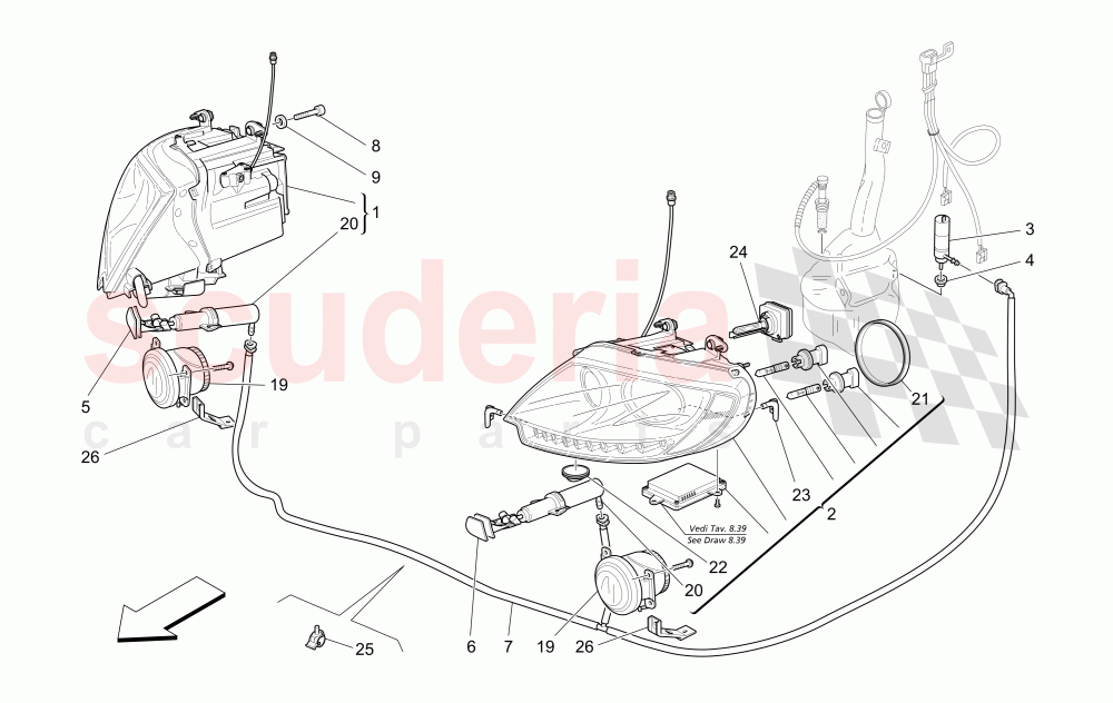 HEADLIGHT CLUSTERS of Maserati Maserati Quattroporte (2009-2012) Sport GTS